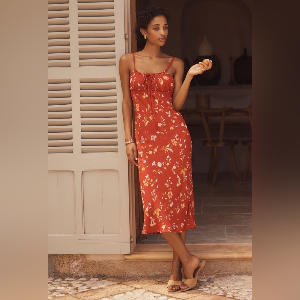 Anthropologie X Reformation Camira Sleeveless Crepe Midi Dress Size 10 Nwt